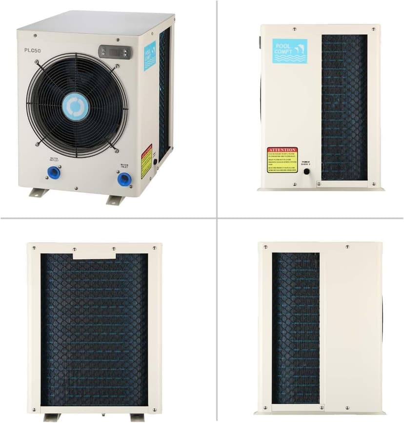 14000BTU Above Ground Pool Heater, Electric Swimming Pool Heat Pumps for Pools up to 4000 gallons, Fits 9/11/15 Foot Pool and Spas, 120V/60Hz, PLC50