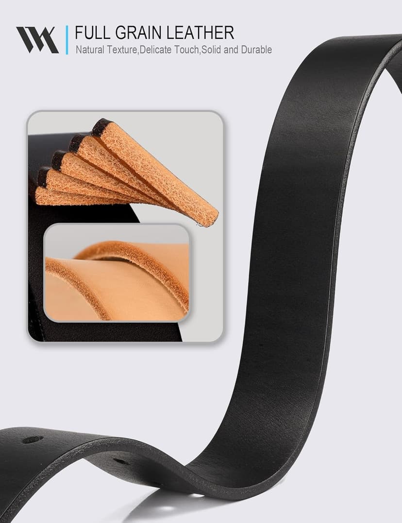 WOLFANT Thicken Full Grain Heavy Duty Casual Work Belts for Men,100% Italian Real Solid Leather