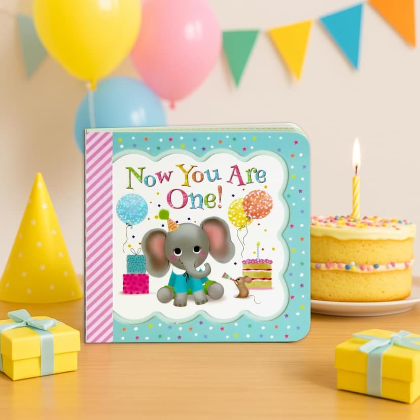 Now You Are One: Little Bird Greetings, Greeting Card Board Book with Personalization Flap, 1st Birthday Gifts for One Year Olds