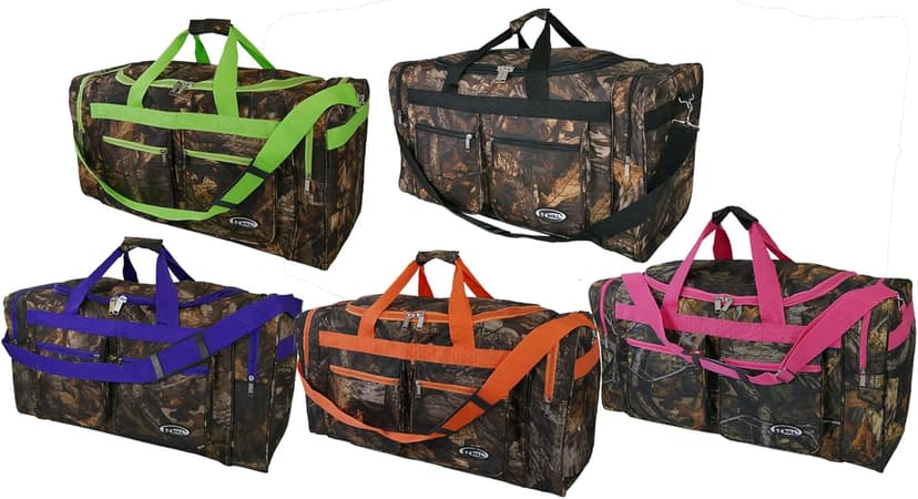 E-Z Roll 30 Inch EXTRA LARGE Tree Camouflage Duffel Bag-Oversized Travel & Outdoor/Hunting Gear Bag, 30x14x12 Inches,Heavy Duty, Water-Resistant in 5 Colors (NOT CARRY-ON SIZE) (Black Trim)
