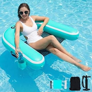 Inflatable Pool Float Chair for Lake Floating Pool Chairs Heavy Duty Floating Chair Lake Floats for Adults Pool Chair Floats Pool River