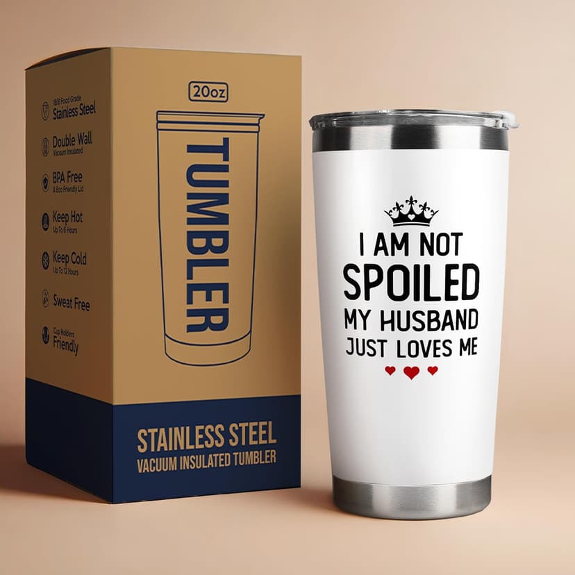 Gifts for Wife - Wife Gifts from Husband - Wedding Anniversary for Women, Valentines, Birthday Gift Ideas, Mothers Day, Christmas Gift for Her - Romantic Cup for Her - 20 Oz White Tumbler
