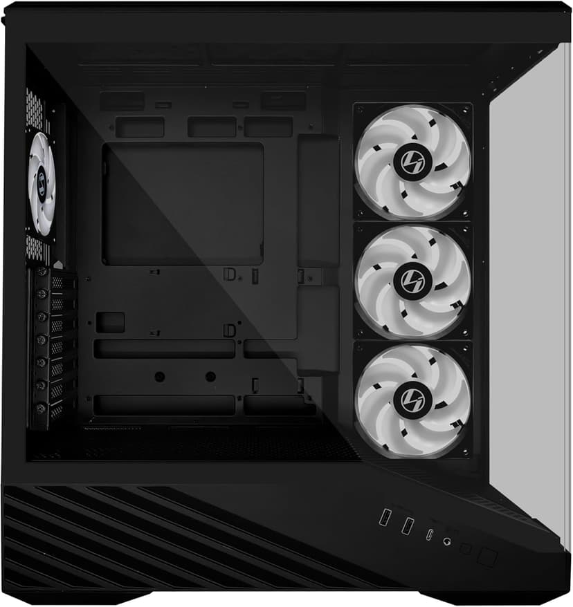 Lian Li V100 ATX Mid-Tower PC Case, 4 x 120mm ARGB PWM Fans Pre-Installed, LED RGB Strip, Display Platform with Tempered Glass, Support 420mm GPUs, 360mm Radiator, Optimized Airflow - Black (V100RX)