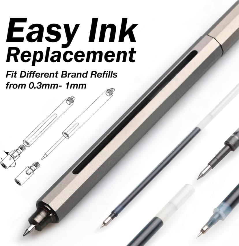 C Mini, Durable Aluminum Alloy EDC Pen, Compatible with 100+ Refills - Ballpoint, Rollerball, Gel. Auto-Adjusting Refillable Pen, Best Writing and Sketching Gift for Men and Women - Orange