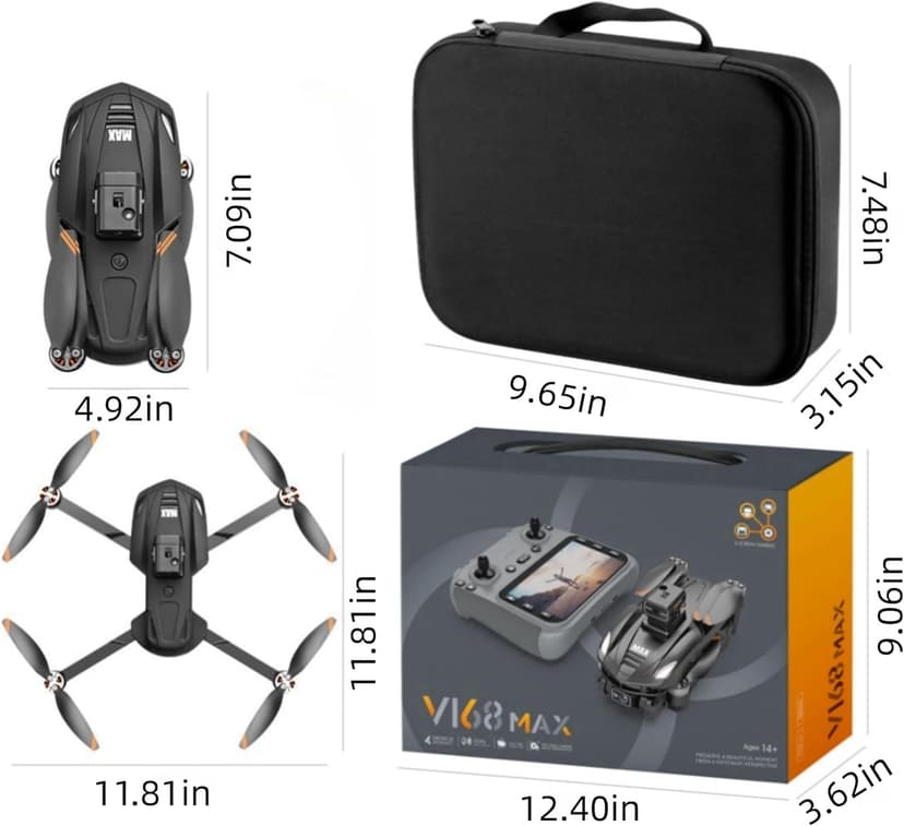 GPS Drone with 4K Camera, 4.5" LCD Display Screen Controller- 3,280ft RC Range, Auto return, Follow Me, Go Home, Gesture Control, One Key Takeoff/Landing, Altitude Hold,led Light ，Professional Quadcopter for Aerial Photography Control and Video Recording, Sports Racing Car Appearance, Adult Beginner-Friendly FPV RC Quadcopter For Kids 8-12