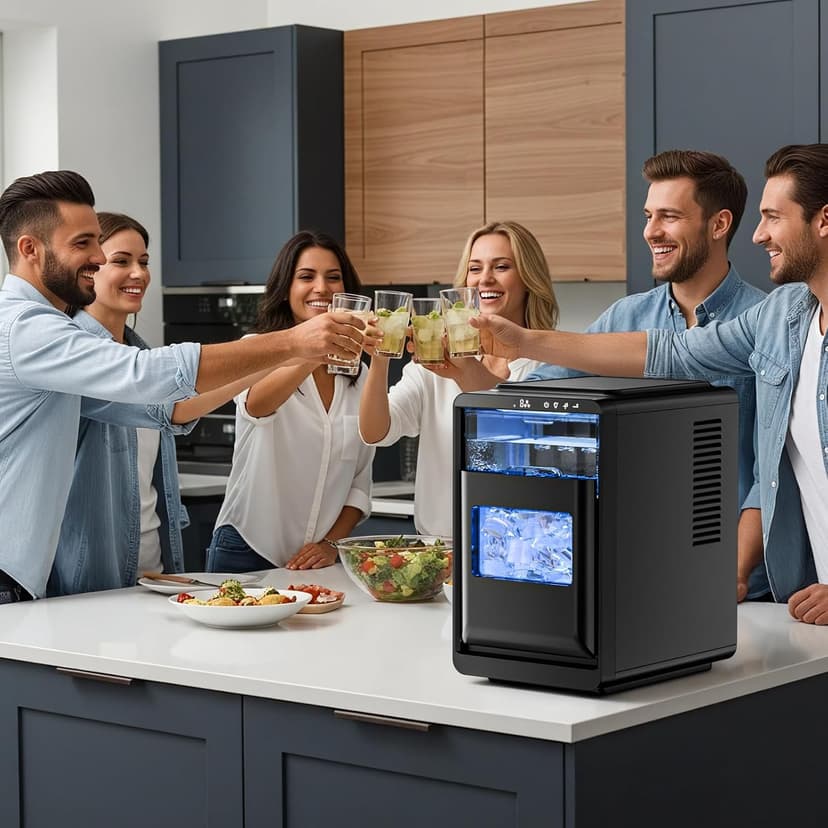 Antarctic Star Crescent Ice Maker, Slow-Melting Countertop Ice Maker, 27 Lbs/24H, 16Pcs in 15Mins, Self-Cleaning,24-Hour Timer, for Home/Kitchen/Office/Party
