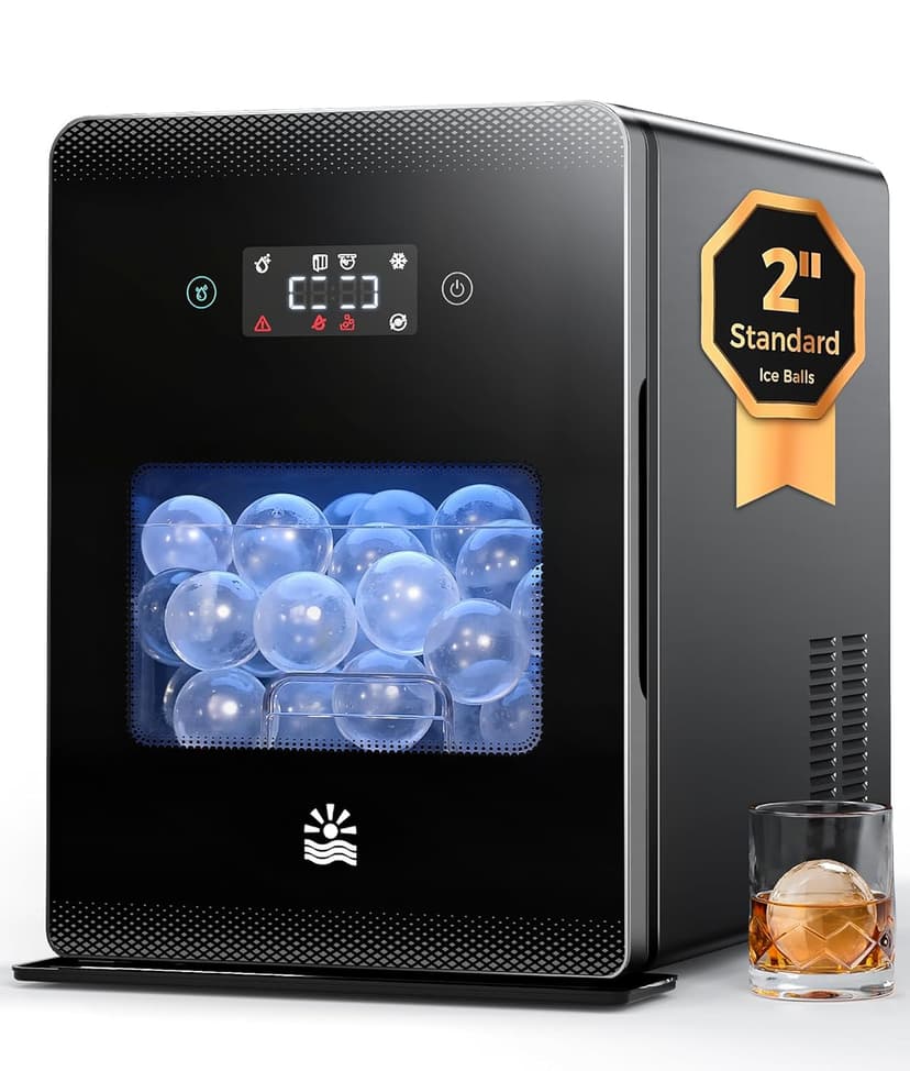 2" Ice Ball Maker - 4 Ice Spheres in 35min, 144pcs/Day, Sphere Ice Maker with Automatic Water Fill, LED Quiet Panel, Self-Cleaning Clear Ice Maker for Cocktails Whiskey Bourborn, Bar, Home