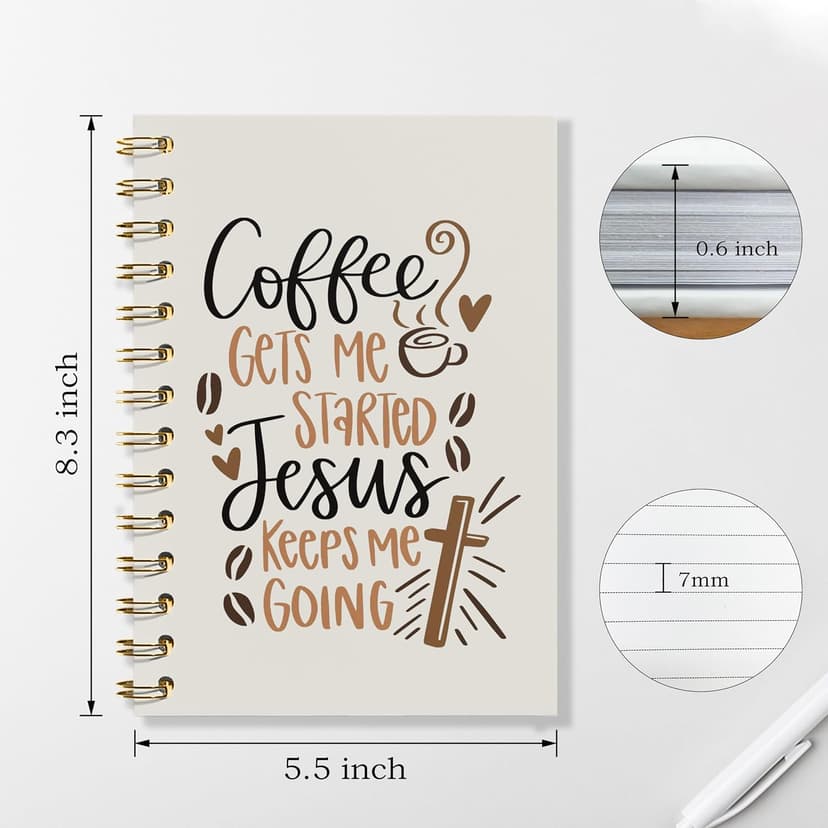 WFSM Coffee and Jesus Notebook - Coffee Christian Journal, Coffee Jesus Spiral Notebook, Coffee Christian Jesus Decor, Jesus Gifts for Women, Gifts for Coffee Lovers, Christian Gifts, 5.5x8.3 Inches B0DJKV6SK2