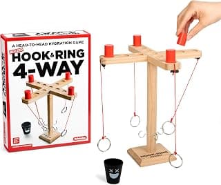 Buzzed 4-Way Hook & Ring by Relatable – Bachelor Party Drinking Game, Outdoor Party Activity for Adults, Summer Fun for Backyard, Tailgates & Group Hangouts, Includes Hook Unit, Pawns & Cup