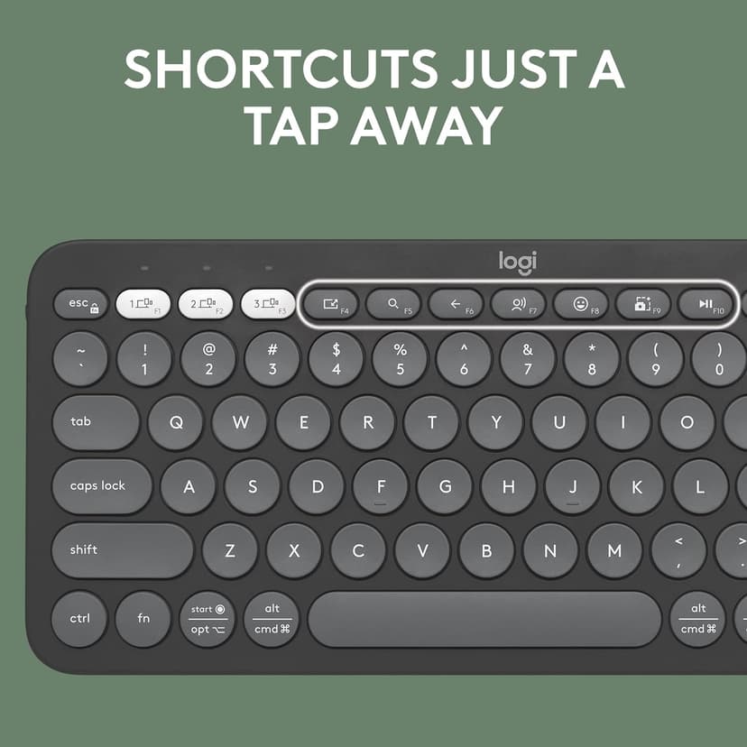 Logitech Pebble Keys 2 K380s, Multi-Device Bluetooth Wireless Keyboard with Customizable Shortcuts, Slim and Portable, Easy-Switch for Windows, macOS, iPadOS, Android, Chrome OS - Tonal Graphite