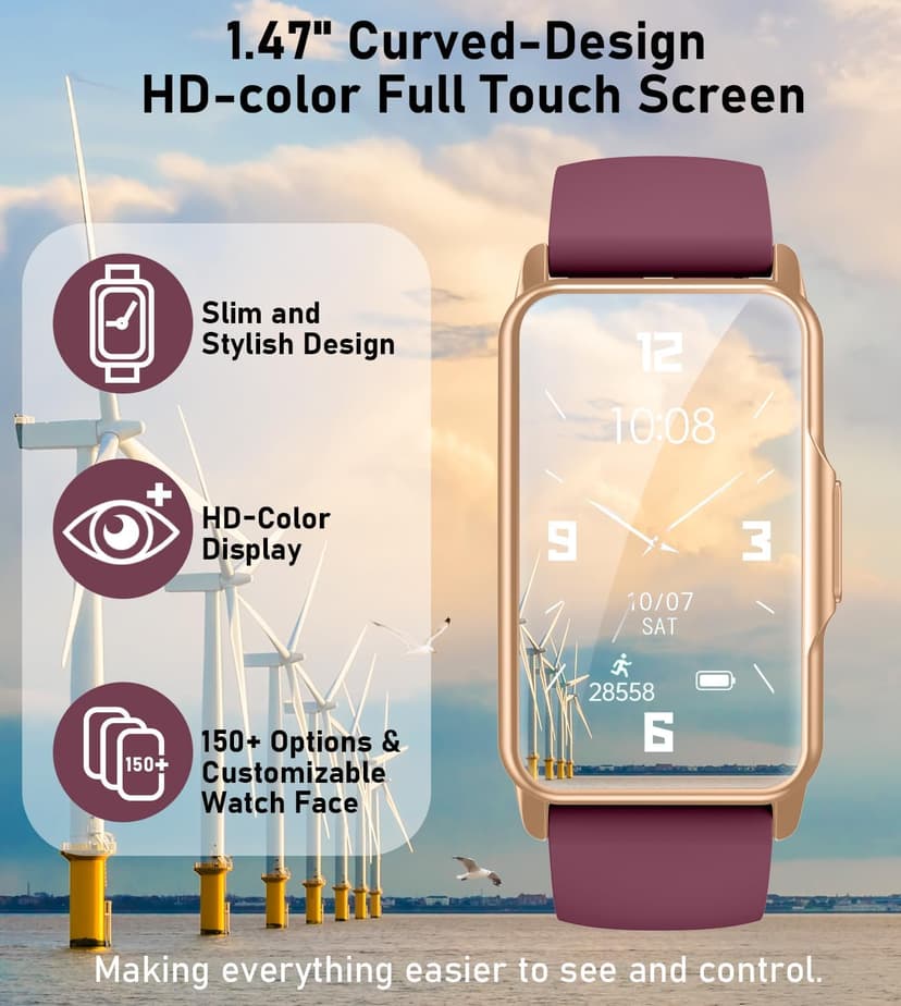 Smart Watch Health Fitness Tracker with 24/7 Heart Rate, Blood Oxygen Blood Pressure Sleep Monitor, 115 Sports Modes, Step Calorie Counter Pedometer IP68 Waterproof for Android and iPhone Women Men