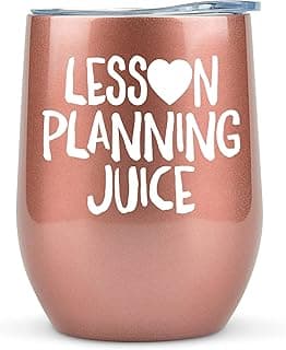 KLUBI Teacher Birthday Gifts for Women - Lesson Planning Juice Wine Tumbler 12oz with Lid and Straw - College Graduation Gifts for Teachers, Student Teacher Congratulations, Cute New Teacher's Gift