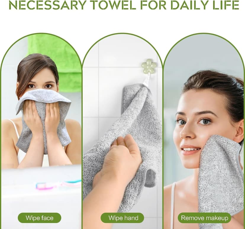 SINLAND Microfiber Face Towels Ultra Soft Facial Washcloths Face Cloth for Bath 12Inch x 12Inch 6 Pack Grey