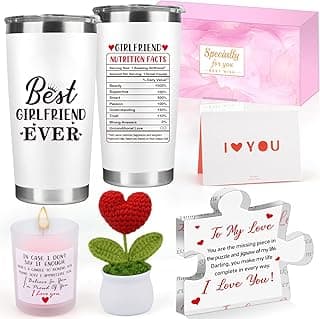 Gifts for Girlfriend Women Her, Girlfriend's Birthday Gifts, 1 Year Gift for GF Anniversary, Best Girlfriend Ever Tumbler Gift Set, Coolest I Love You Couple Presents, I Love My GF Cute Present