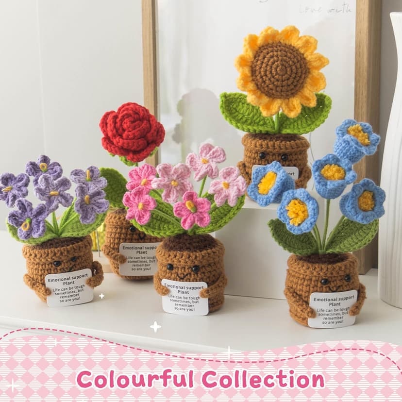 Life is Tough But So are You - Thank You, Appreciation, Birthday Gift for Teacher, Mom, Friend, Coworker - Cute Desk Decor Handmade Positive Crochet Flower, Inspirational Gifts for Women B0F8V97STX