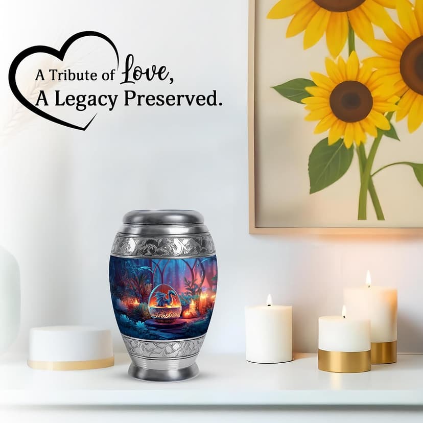 Dragon Small Funeral Urns for Adult Male - Keepsake Halloween Burial Urn for Adult Ashes - Tiny Blue Cremation Urn for Ashes for Women - 3 Inch B0FHKWCQQN
