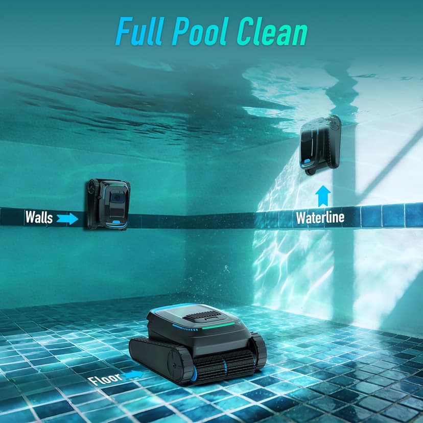 (2026 Upgraded) Robotic Pool Cleaner, Cordless Pool Vacuum for Inground & Above Ground Pools, 120-Min Battery Life, 5000 GPH Suction, Cleans Floor/Wall/Waterline, for Up to 1800 Sq.Ft Pool,Deep Black.