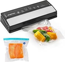 GERYON Vacuum Sealer Machine – Automatic Food Vacuum Sealer for Dry & Moist Food, Compact with LED Touch Panel, Includes Zipper Bags & Roll, Perfect for Sous Vide & Freezer Storage (Silver)