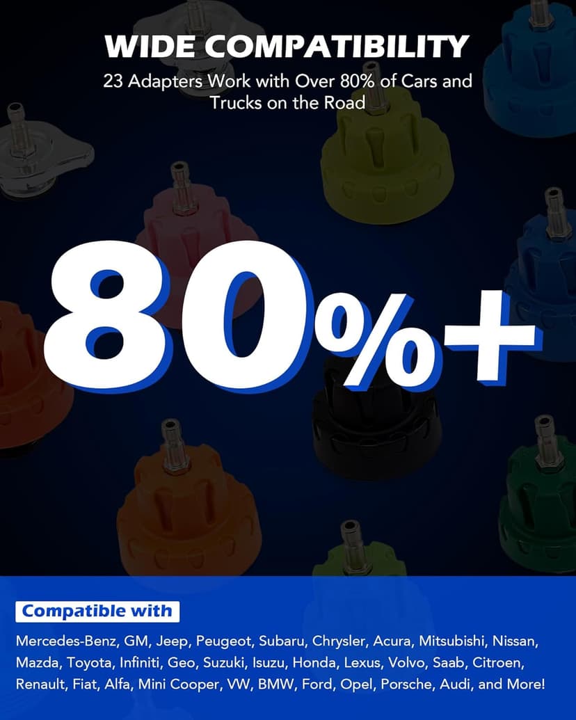 Orion Motor Tech Coolant Pressure Tester Kit, 31pc Master Coolant Vacuum Refill Kit with 23 Radiator Adapters, Radiator Cooling System Pressure Tester Kit with Vacuum Pump Vacuum Purge & Refill Tool