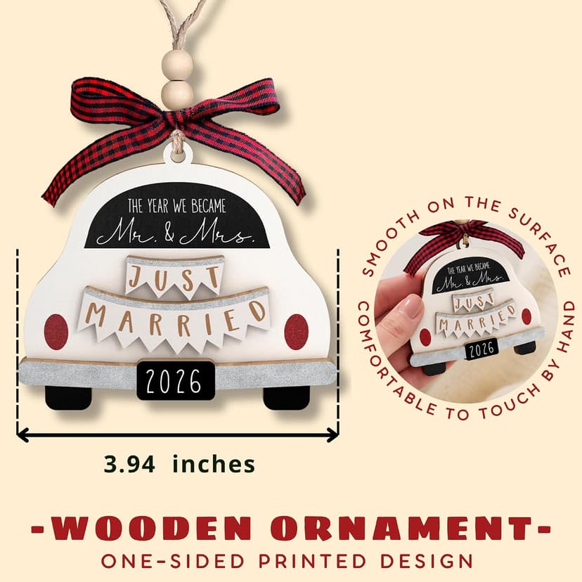 Bridal Shower Gifts for Married Newlywed, Couple - Future Mr and Mrs Gifts - Wood Just Married Ornament 2026 Wedding Gifts - Mr and Mrs Gifts - Wedding Gift for Couples 2026, Bride B0FVM3BS22