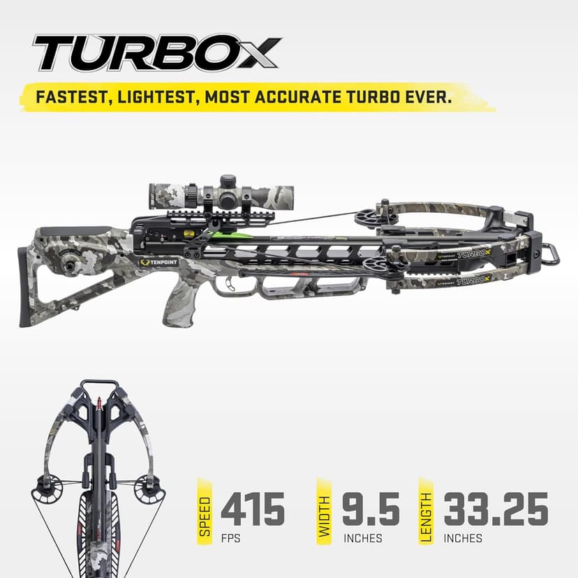 TenPoint Turbo X Crossbow - 415 FPS - Equipped with 100-Yard RangeMaster Scope, ACUslide Cocking & De-Cocking System + S2 Trigger
