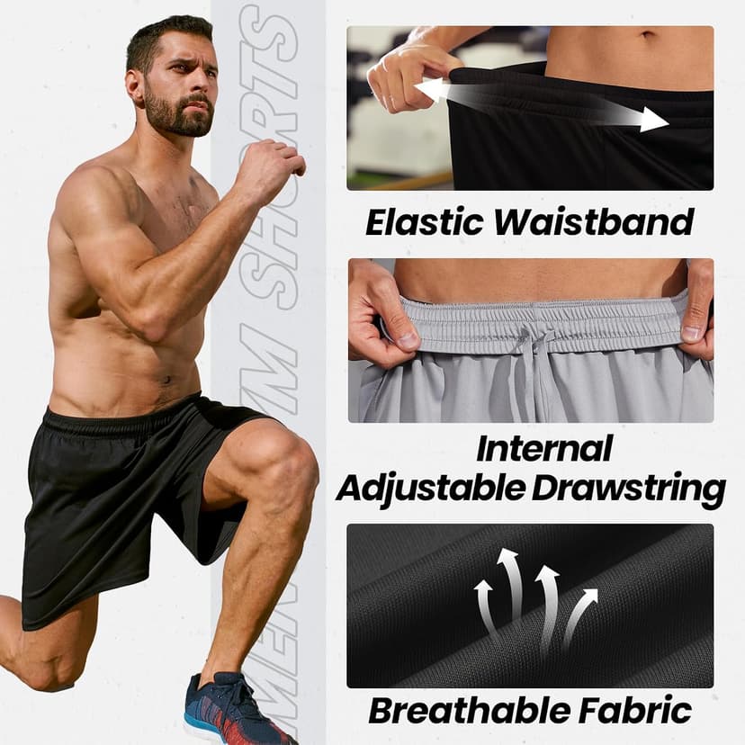 Basketball Gym Running Fitness Shorts with Elastic Waistband, Daily Casual Sports Activewear, Soft Lightweight Breathable BALENNZ Mens Athletic Shorts with Pockets Quick Dry Workout Shorts Men B08JG3T2SY