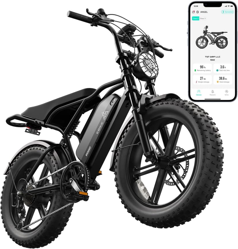 TST Electric Bike for Adults 1500W Peak 20" Fat Tire All-Terrain E-Bike 60/110 Miles 28 MPH Electric Dirt Bike - 48V 15/25 AH Battery Tested to UL 2849 Powered Electric Bicycle