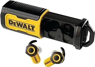 DEWALT Heavy Duty Bluetooth Jobsite Pro X2 ANC True Wireless Earbuds, Active Noise Cancelling Work Earbuds, Turn Dial Controls, 10Hr Runtime (40+ w/Case), 4 EQ Modes, IP54