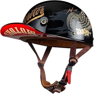 Baseball Motorcycle Half Helmet DOT Approved for Adults Universal Hat Style Helmet with Adjustable Quick Release Buckle Fits Bicycle Cruiser Scooter
