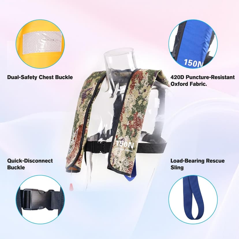 Inflatable-Life-Jacket| Lightweight Life-Vest for Adults| Automatic Inflatable-PFD| Supports up to 300 lbs