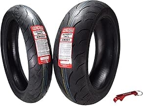 Kenda KM1 (KM001) 120/70ZR17 Front (58W) & 180/55ZR17 Rear (73W) Tires for Sport Touring Motorcycles, Radial with High-Speed Stability & Excellent Wet Grip w/Keychain (120/70-17) (180/55-17) (2-Pack)
