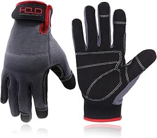 HANDLANDY Work Gloves for Men & Women, Utility Mechanic Working Gloves Touch Screen, Flexible Yard Work Gloves
