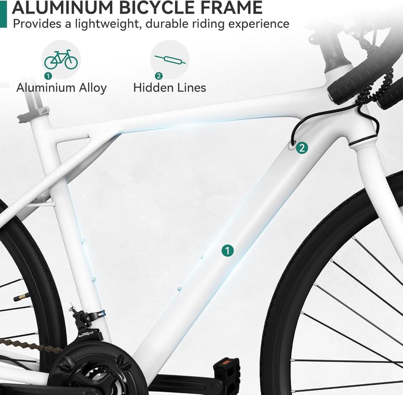 YITAHOME 700C Road Bike, 21 Speed Commuter Bicycle for Men Women, Lightweight Aluminum Frame Racing Bike, Adult Bicycle with Dual Disc Brake