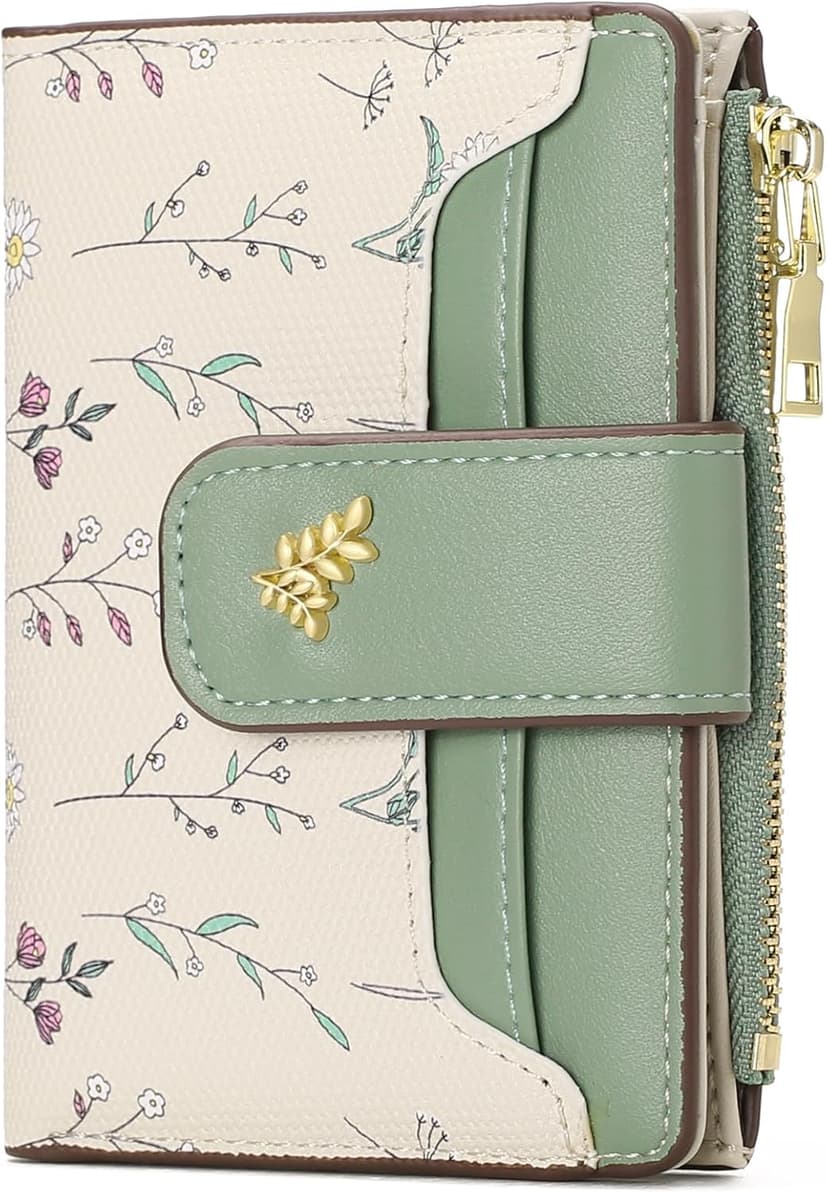 GAEKEAO Small Wallets for Women RFID Blocking Leather Bifold Zipper Pocket Wallet Credit Card Holder with ID Window