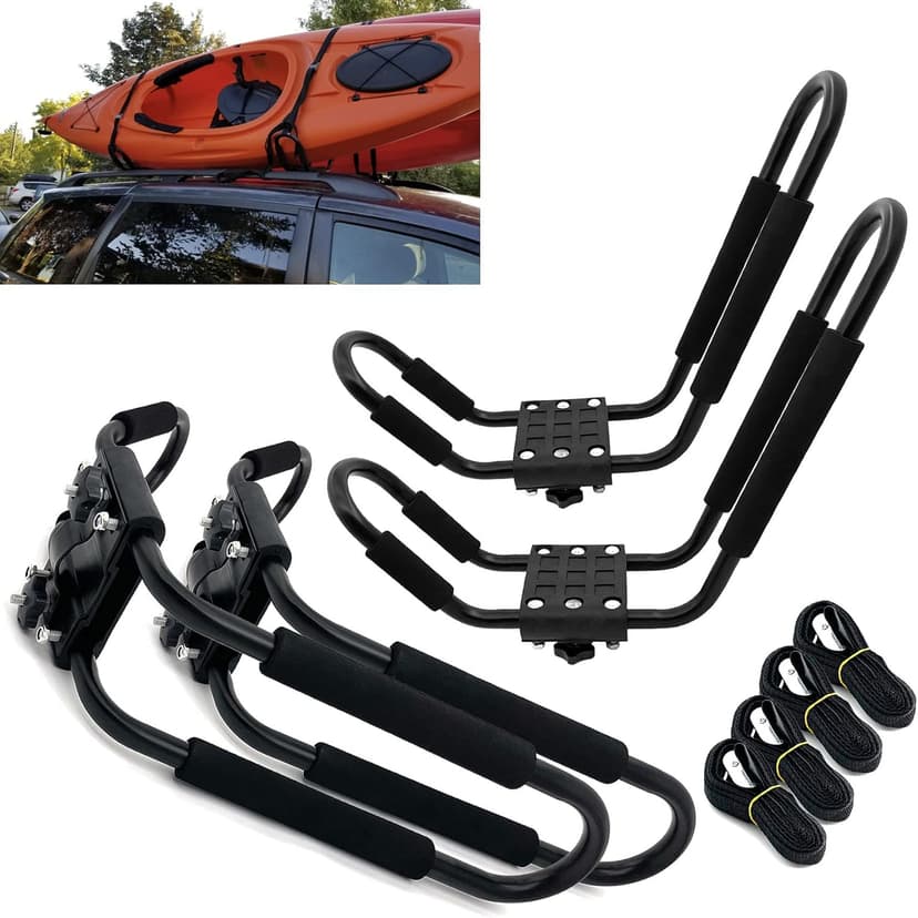Taelakeni 2 Pairs Kayak Carrier Racks, Universal Cars Kayak Roof Rack (4 Racks)