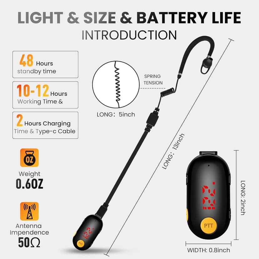 Super Mini Walkie Talkies, Portable Two-Way Radios for Restaurants, Outdoor Sports, Retail Stores, Hospital & Travel – 3 Pack