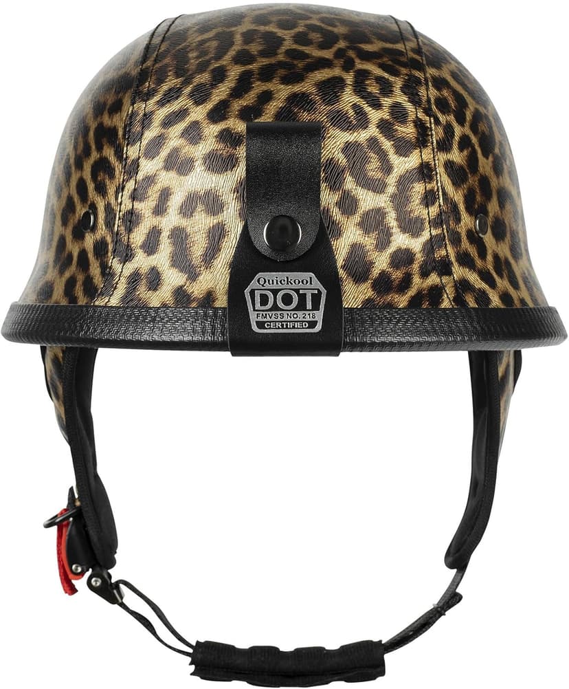 Vintage German Leather Motorcycle Half Helmet for Men Women - DOT Approved Open Face Helmets, Retro Biker Helmet for Cruiser, Chopper, Scooter