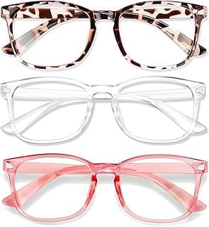 WINTOO Blue Light Glasses for Woman Men | 99% Blue Light Blocking Glasses for Computer Gaming TV Phone Screen Square Frame | Anti Eyestrain & UV Glare Protection - 3 Pair