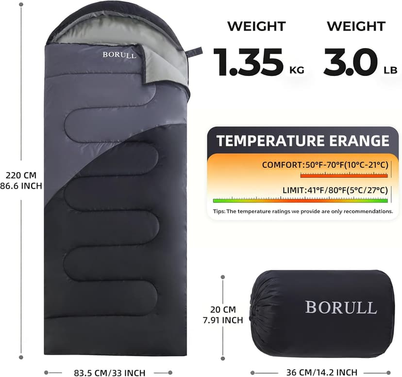 Sleeping Bags for Adults Cold Warm Weather,Backpacking Compact Lightweight Camping Sleeping Bag with Compression Sack for Kids,Camping Essentials Gear for Hiking,Travel,Climb,Outdoor, Indoor