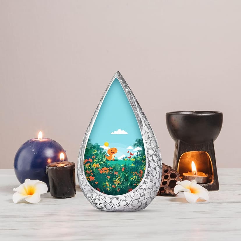 Dinosaur Burial Urn for Adult Ashes for Men & Women - Green or Blue Memorial Cremation Urns for Human Ashes Adult Grandmother - Small Decoration Urn for Human 3 Inch B0FG885R6D