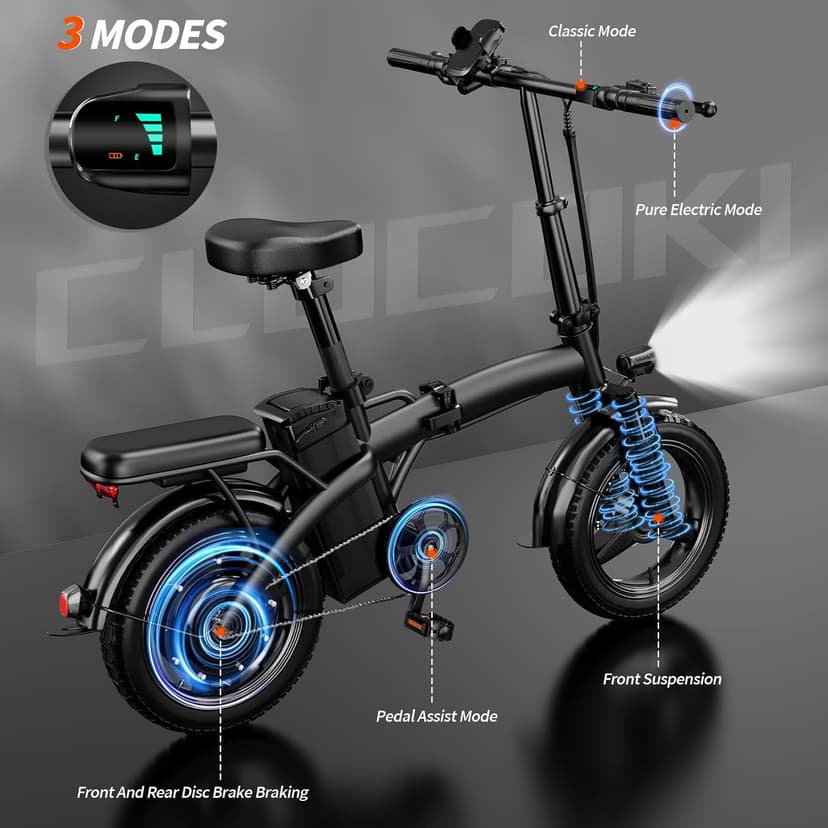 Folding Electric Bike for Adults, 500W Motor 25MPH & 35Miles Long Range, 14” Mini E-Bike with Removable 48V 576Wh Battery, UL Certified Electric Bicycle for Commuting & Teens