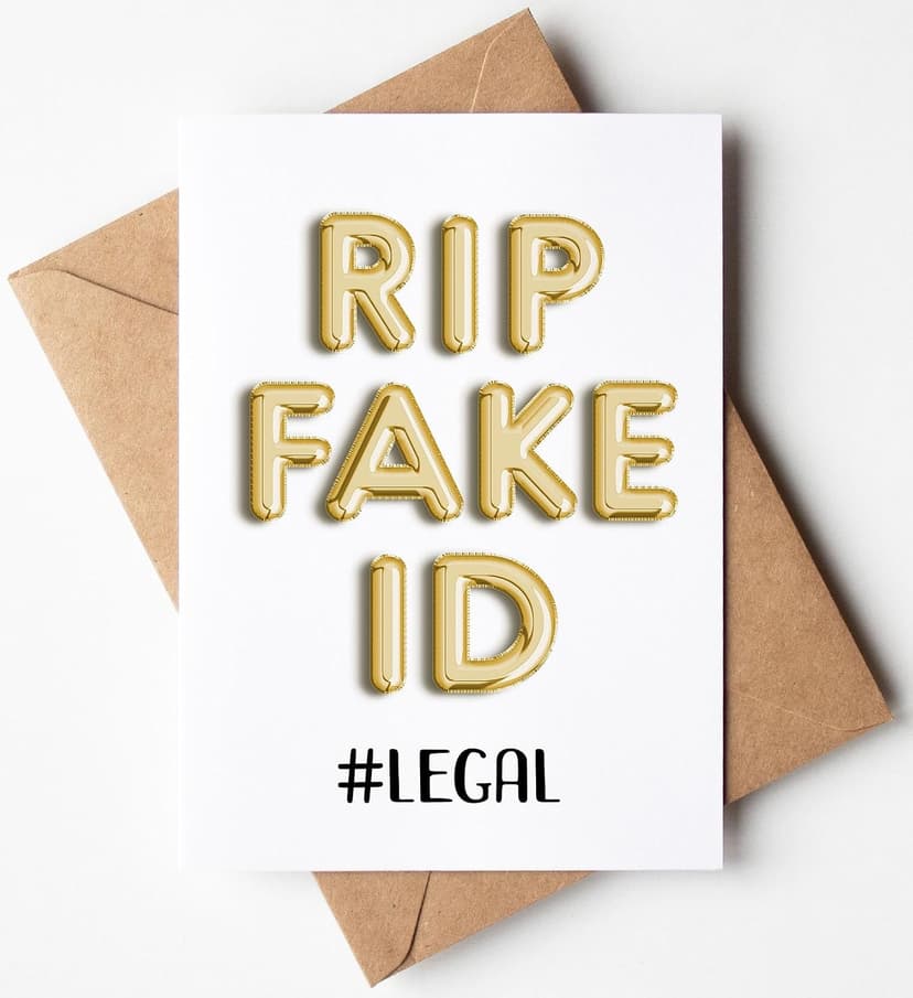 Funny 21st Birthday Card for Him or Her - Happy Birthday Card for 21 Year Old Daughter Son Niece Nephew Sister or Friend - Humorous Twenty One Gift Ideas - RIP Fake ID Card for Best Friend or Coworker B0DVVPPR3J