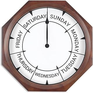 14 inch Wood Retirement Clock for Women Men, Day of The Week Wall Clock for Seniors, Funny Retirement Gifts for Father's Mother's Day Grandparents Birthday