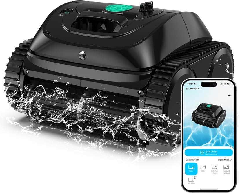 (2026 Upgrade) WYBOT C1 Cordless Robotic Pool Vacuum for Inground Pools, Above Ground Pool Cleaner 4-in-1 Wall & Waterline Cleaning Up to 1,614sq.ft, 150mins Smart Navigation, App Support