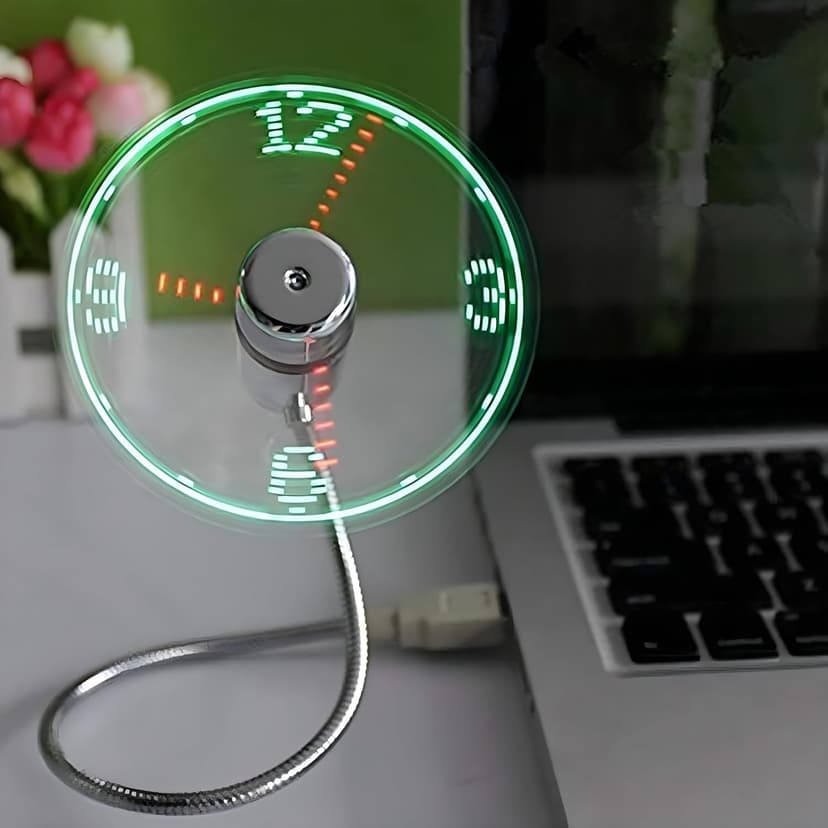 ONXE LED USB Clock Fan with Real Time Display Function,Stocking Stuffers for Men Christmas Gadgets,Father's Day Gifts,1 Year Warranty