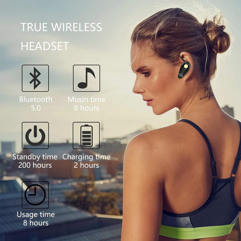 Kendir Bluetooth Headset, V5.0 Ultralight Wireless Headphone Cell Phone Earpiece with Mic Headsetcase,Volume Control, Handsfree Earbud,Compatible with Android/iPhone/Smartphones/Laptop