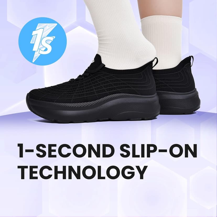 JACKSHIBO Wide Toe Box Shoes Women Slip on Sneakers Slip in Arch Support Plantar Fasciitis Orthopedic for Walking Tennis Athletic Cushion Thick Sole Zero Drop Hands Free Shoes with Metatarsal Pads