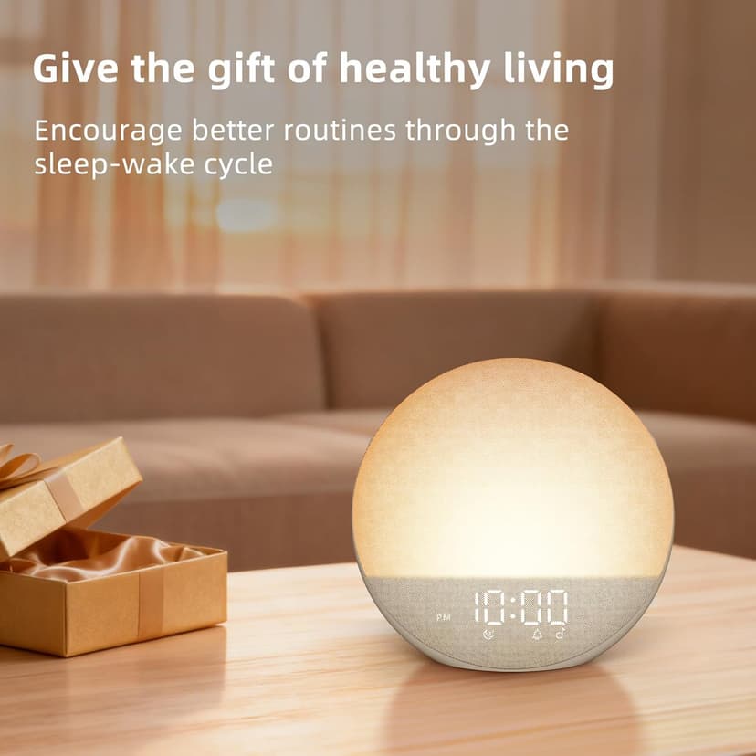 Sunrise Alarm Clock White Noise Machine: Natural Wake Up Light - Dimmable Clock with Bluetooth Speaker for Bedroom - 25 Sleep Sounds for Baby Adults Kids Putty