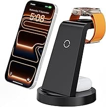 3 in 1 Charging Station for iPhone, Wireless Charger for iPhone 17 16e 16 15 14 13 12 11 X Pro Max & Apple Watch - Wireless Charging Station for AirPods 4 3 Pro