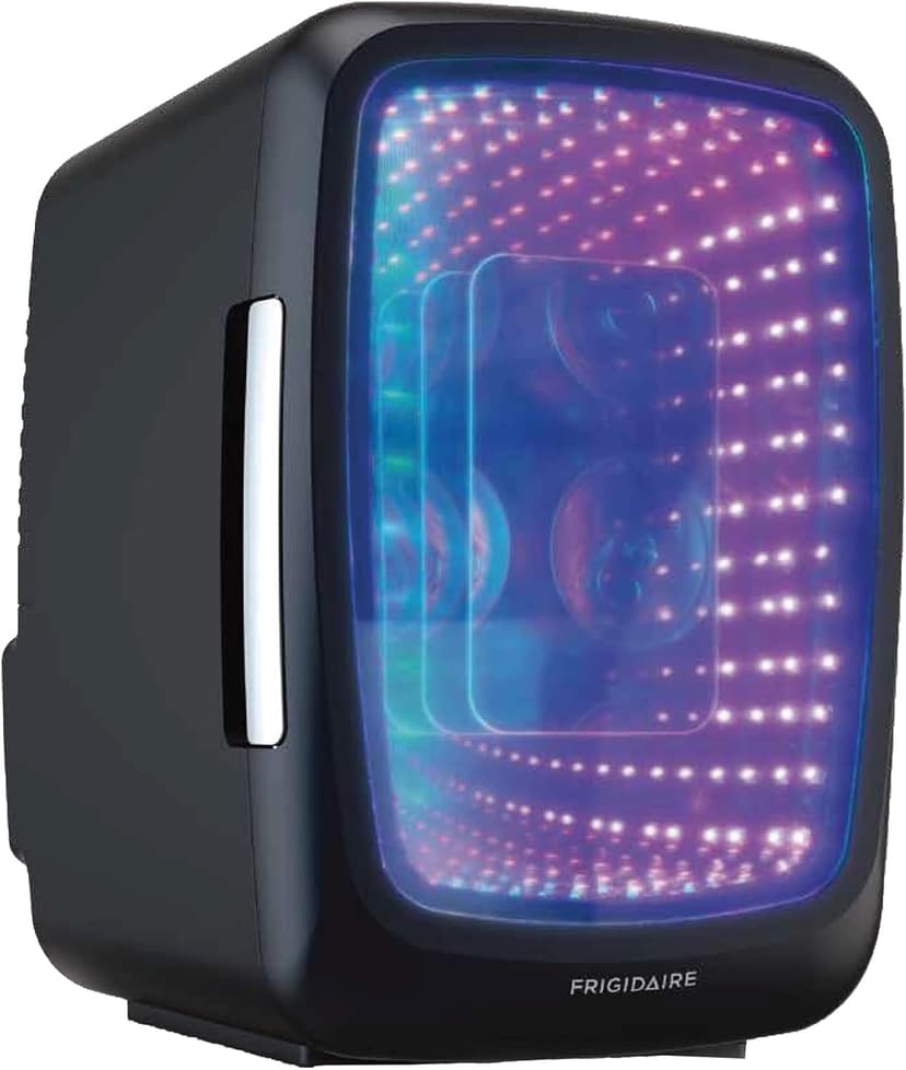 Personal Fridge Cooler, LED Light Door, Perfect for Gaming, Home, Office, or Car, Includes AC and 12V Car Charger Frigidaire, Mini Fridge Cooler, Holds Up to 6 Cans, B0BGYK6SVQ